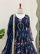 Load image into Gallery viewer, Blue Premium Faux Georgette Anarkali Gown with Dupatta ClothsVilla