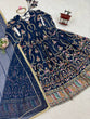 Load image into Gallery viewer, Blue Premium Faux Georgette Anarkali Gown with Dupatta ClothsVilla