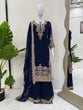 Load image into Gallery viewer, Blue Premium Faux Georgette Coding–Sequins Plazo Set with Dupatta ClothsVilla