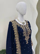 Load image into Gallery viewer, Blue Premium Faux Georgette Coding–Sequins Plazo Set with Dupatta ClothsVilla