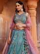 Load image into Gallery viewer, Blue Pure Tissue Semi-Stitched Lehenga Choli Set with Zarkan ClothsVilla