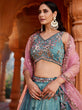 Load image into Gallery viewer, Blue Pure Tissue Semi-Stitched Lehenga Choli Set with Zarkan ClothsVilla