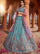 Load image into Gallery viewer, Blue Pure Tissue Semi-Stitched Lehenga Choli Set with Zarkan ClothsVilla
