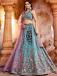 Load image into Gallery viewer, Blue Pure Tissue Semi-Stitched Lehenga Choli Set with Zarkan ClothsVilla