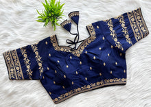 Load image into Gallery viewer, Blue Rajbhog Silk Embroidered Blouse with Handcrafted Detailing ClothsVilla