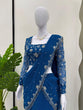 Load image into Gallery viewer, Blue Ready-to-Wear Designer Lehenga Saree – Elegant Thread &amp; Sequin Work