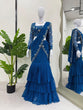 Load image into Gallery viewer, Blue Ready-to-Wear Designer Lehenga Saree – Elegant Thread &amp; Sequin Work