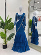 Load image into Gallery viewer, Blue Ready-to-Wear Designer Lehenga Saree – Elegant Thread &amp; Sequin Work