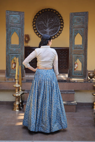 Blue Ready-to-Wear Jacquard Lehenga ClothsVilla