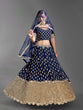 Load image into Gallery viewer, Blue Regal Banglori Silk Lehenga Set with Heavy Zari, Foil &amp; Real Mirror Work ClothsVilla