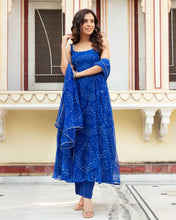 Load image into Gallery viewer, Blue Ri8 Fashion Exclusive Digital Printed Organza Silk Anarkali Suit ClothsVilla