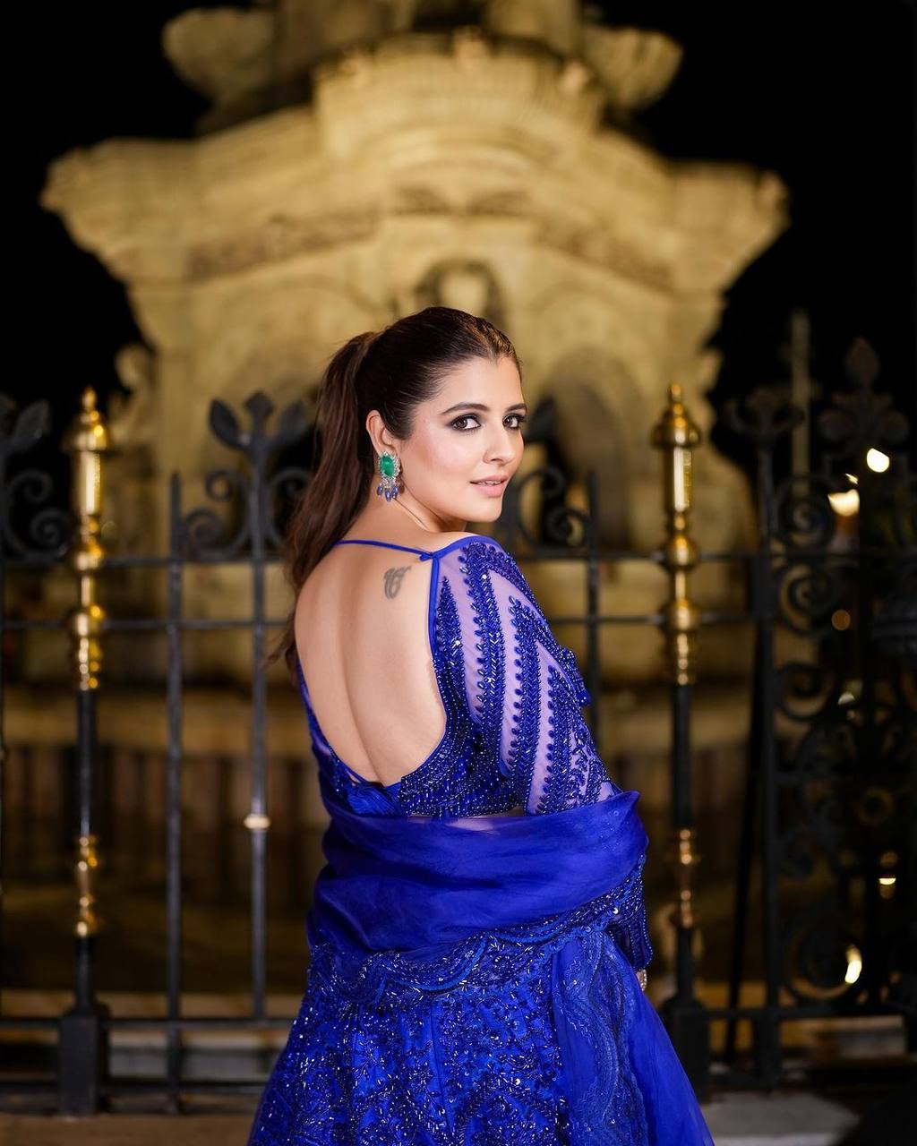 Blue Royal Butterfly Net Zari & Sequence Work Lehenga Set ClothsVilla