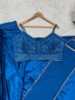 Load image into Gallery viewer, Blue Satin Silk Dhoti Style Set with Embroidered Choli &amp; Tassel Shrug – Ready to Wear ClothsVilla