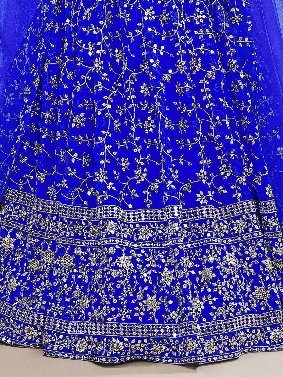 Blue Sequins Georgette Wedding Wear Lehenga Choli ClothsVilla