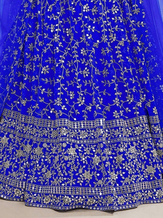 Blue Sequins Georgette Wedding Wear Lehenga Choli ClothsVilla
