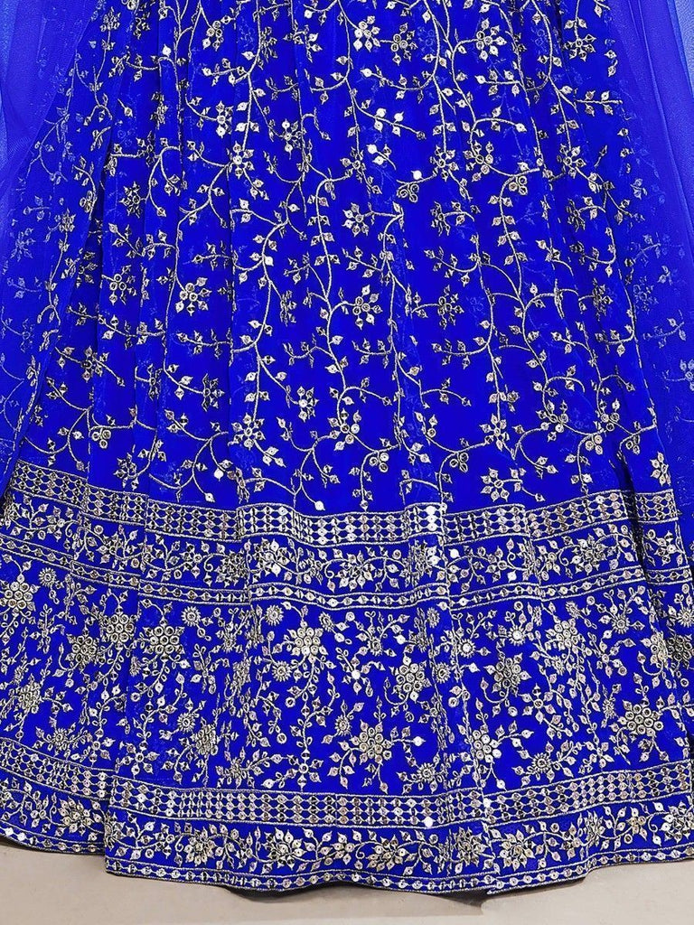 Blue Sequins Georgette Wedding Wear Lehenga Choli ClothsVilla