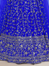 Load image into Gallery viewer, Blue Sequins Georgette Wedding Wear Lehenga Choli ClothsVilla