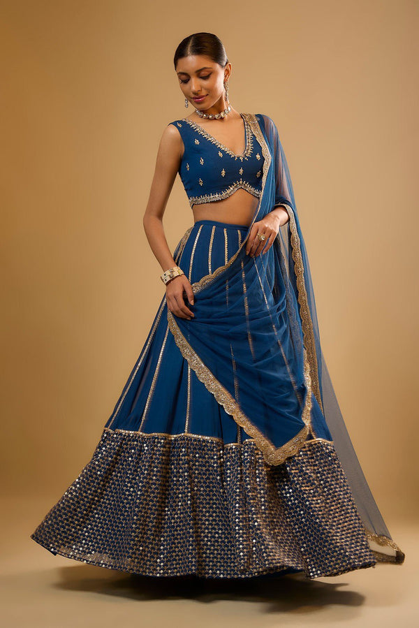 Blue Sequins & Zari Embroidered Lehenga choli ClothsVilla