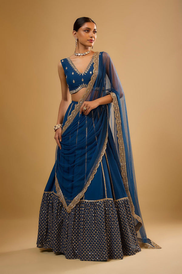 Blue Sequins & Zari Embroidered Lehenga choli ClothsVilla