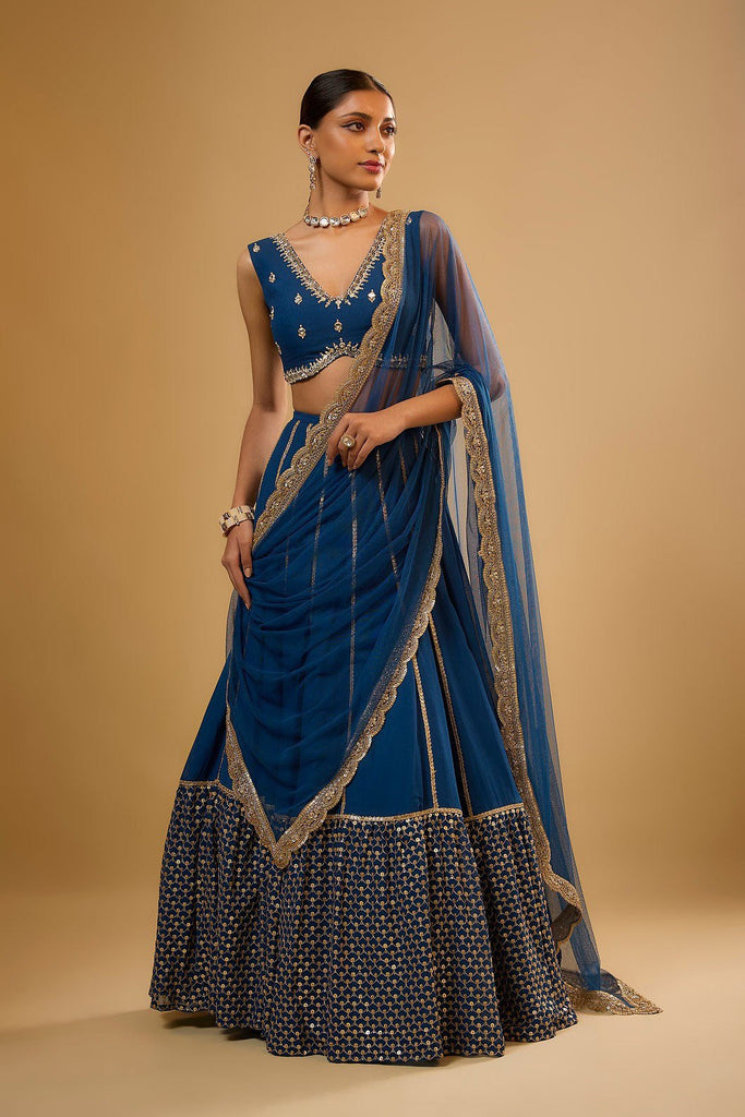 Blue Sequins & Zari Embroidered Lehenga choli ClothsVilla