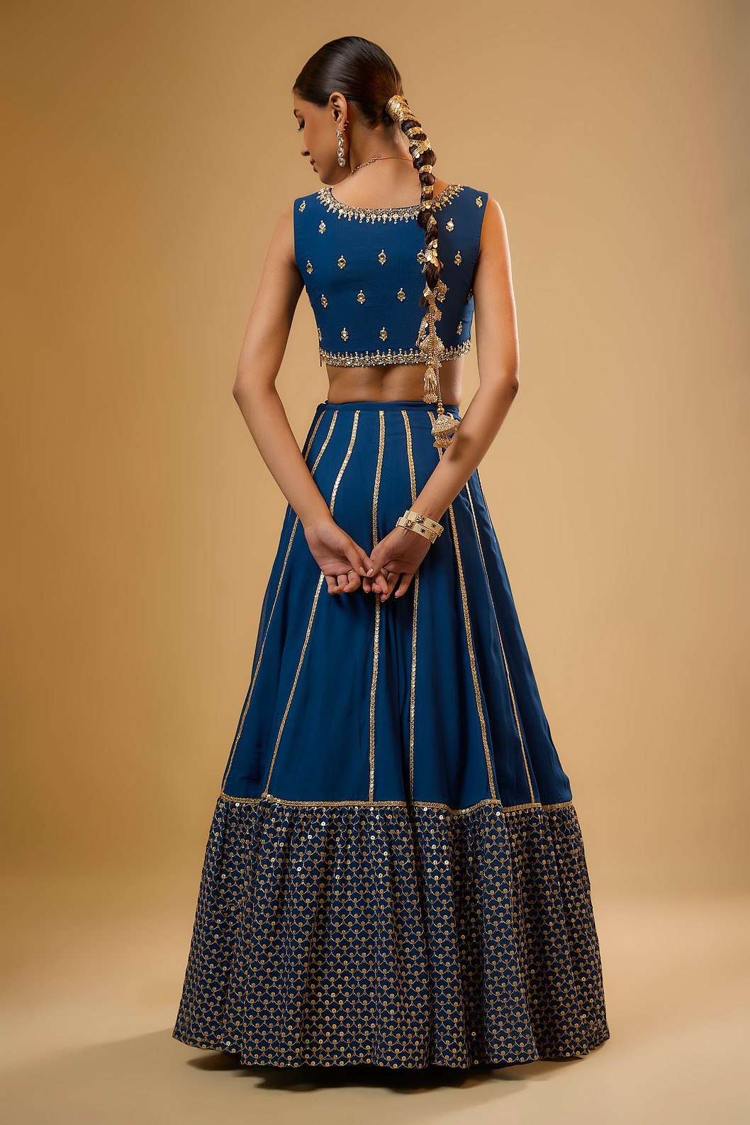 Blue Sequins & Zari Embroidered Lehenga choli ClothsVilla