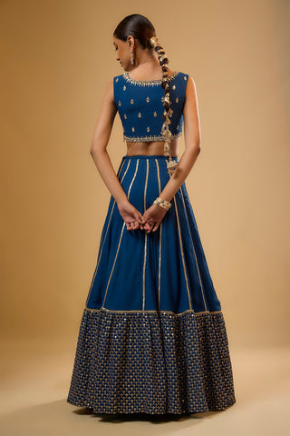 Blue Sequins & Zari Embroidered Lehenga choli ClothsVilla