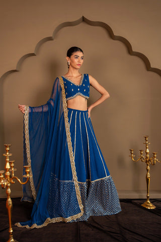 Blue Sequins & Zari Embroidered Lehenga choli ClothsVilla