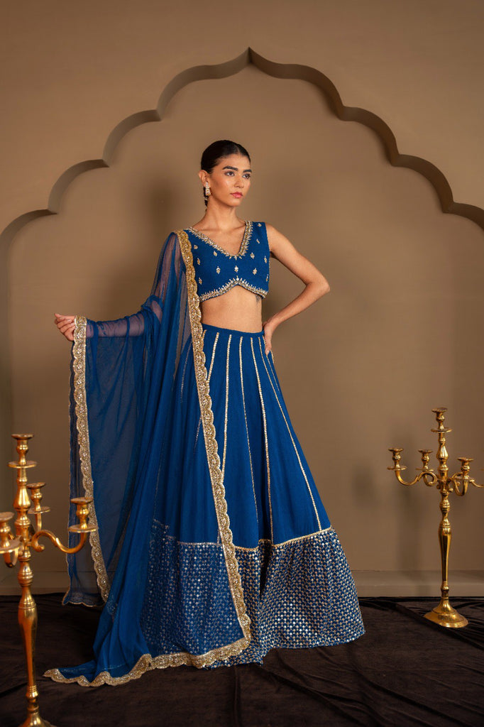 Blue Sequins & Zari Embroidered Lehenga choli ClothsVilla