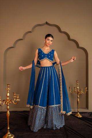 Blue Sequins & Zari Embroidered Lehenga choli ClothsVilla