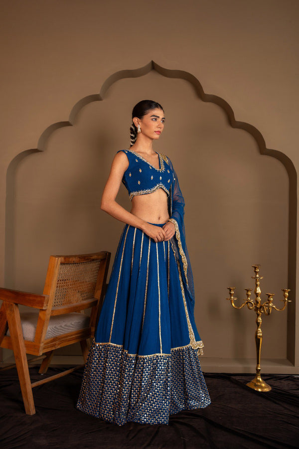 Blue Sequins & Zari Embroidered Lehenga choli ClothsVilla