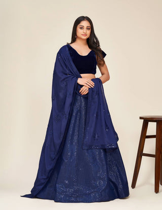 Blue Shine Bright in This Stunning Two-Tone Lehenga Set ClothsVilla