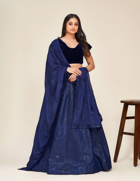 Blue Shine Bright in This Stunning Two-Tone Lehenga Set ClothsVilla Main image