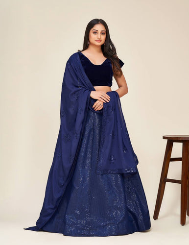 Blue Shine Bright in This Stunning Two-Tone Lehenga Set ClothsVilla