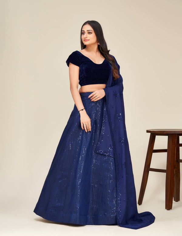 Blue Shine Bright in This Stunning Two-Tone Lehenga Set ClothsVilla