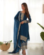 Load image into Gallery viewer, Blue Silk Embroidered Kurta Pant Set ClothsVilla