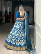 Load image into Gallery viewer, Blue Silk Lehenga Set with Foil Print ClothsVilla