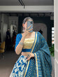 Load image into Gallery viewer, Blue Silk Lehenga Set with Foil Print ClothsVilla
