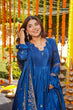 Load image into Gallery viewer, Blue Silk Sequins Embroidered Gown Set