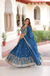 Load image into Gallery viewer, Blue Silk Sequins Lehenga Choli Set ClothsVilla