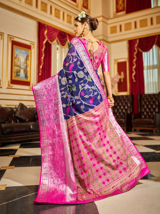 Classic Blue Soft Cotton Saree with Woven Design ClothsVilla