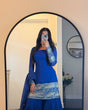Load image into Gallery viewer, Blue Stunning Faux Georgette Sharara Set – A Perfect Festive Ensemble ClothsVilla