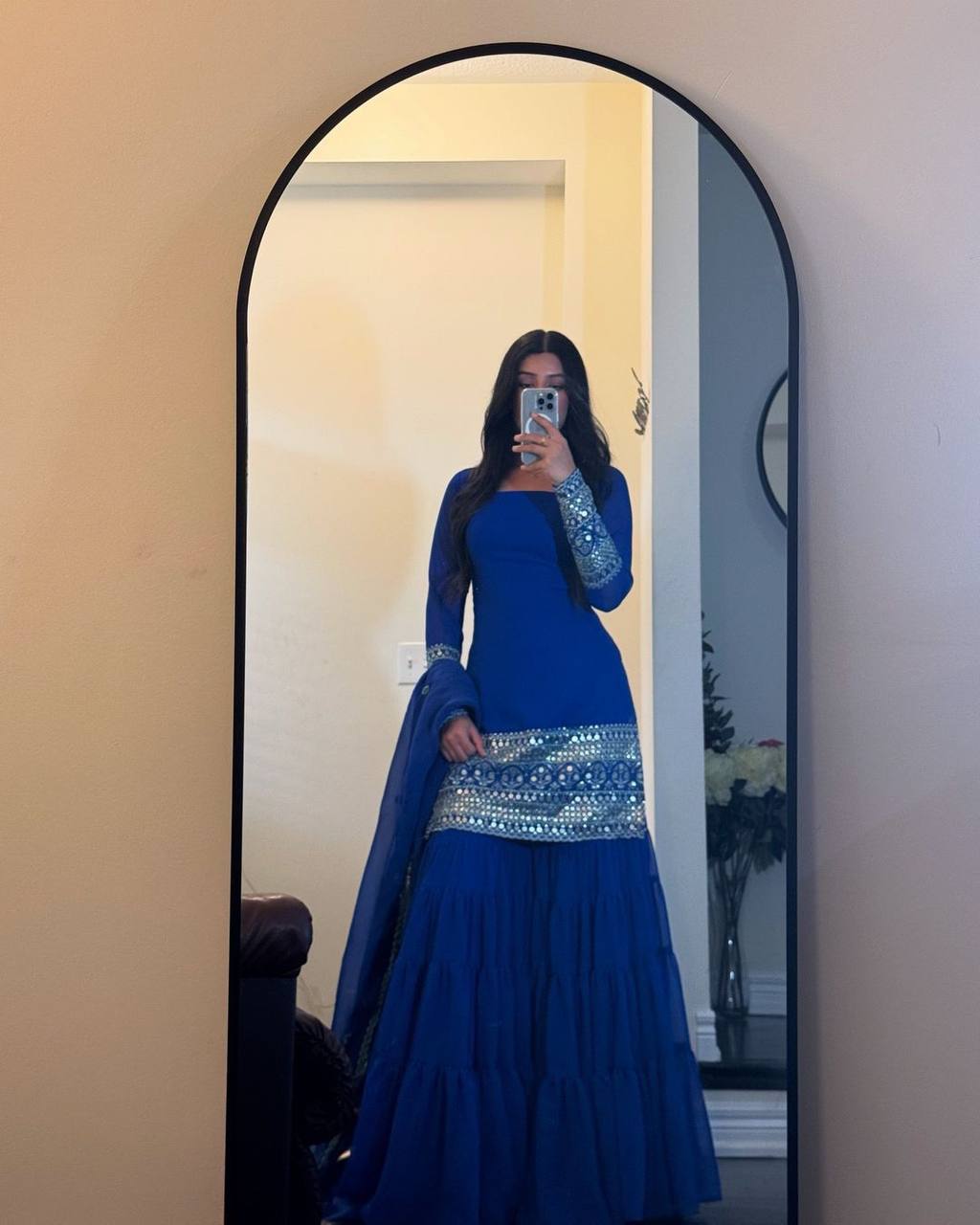 Blue Stunning Faux Georgette Sharara Set – A Perfect Festive Ensemble ClothsVilla