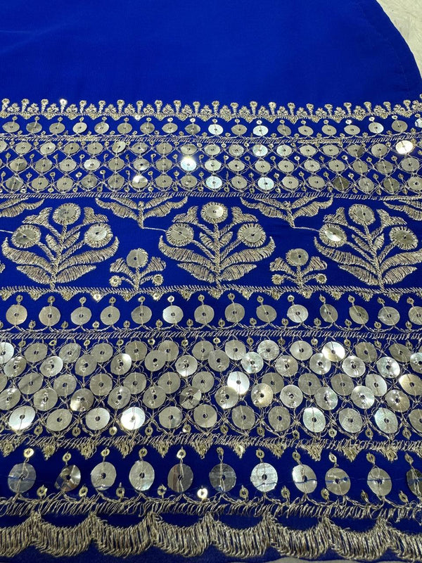 Blue Stunning Faux Georgette Sharara Set – A Perfect Festive Ensemble ClothsVilla