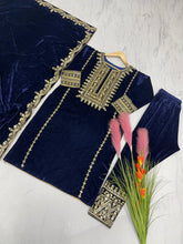 Load image into Gallery viewer, Blue Stunning Look Collection - Elegant Velvet Ensemble Clothsvilla