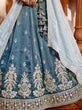 Load image into Gallery viewer, Blue Tissue fabric Full Flaire Semi-Stitched Lehenga ClothsVilla