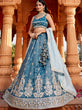Load image into Gallery viewer, Blue Tissue fabric Full Flaire Semi-Stitched Lehenga ClothsVilla