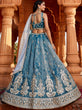 Load image into Gallery viewer, Blue Tissue fabric Full Flaire Semi-Stitched Lehenga ClothsVilla