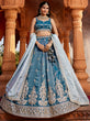 Load image into Gallery viewer, Blue Tissue fabric Full Flaire Semi-Stitched Lehenga ClothsVilla