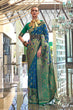 Load image into Gallery viewer, Blue Traditional Banarasi Silk Blend Saree with Unstitched Blouse Piece ClothsVilla