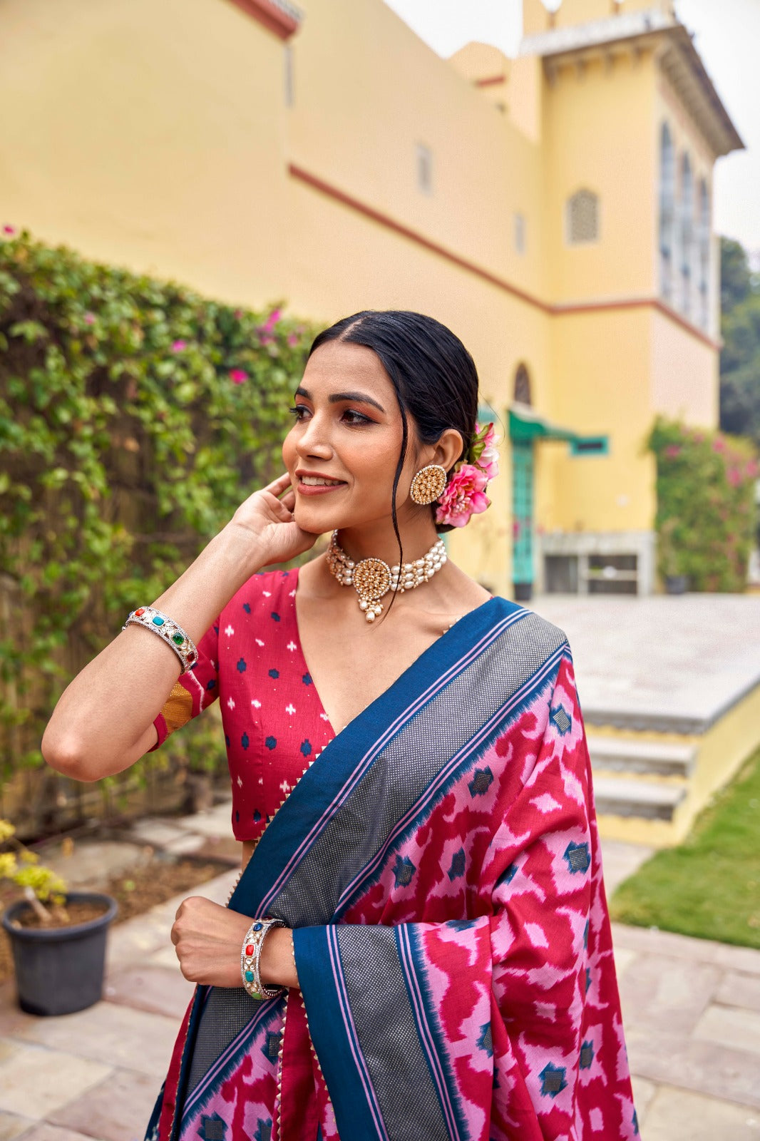 Blue Tussar Silk Lehenga Choli with Printed Foil Work ClothsVilla